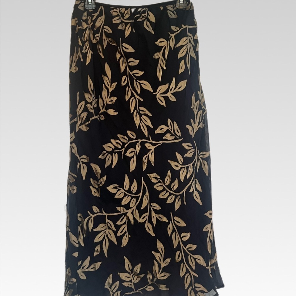 Karen Kane Black and Gold Leaf Maxi Skirt size M